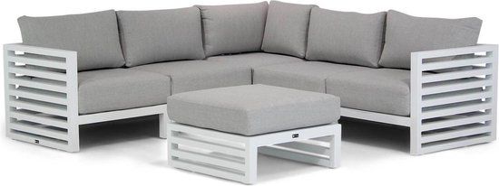 Santika Jaya Hoek Loungeset - 6-Delig - Wit - Aluminium - 5 Zits