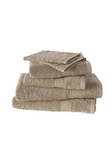 De Witte Lietaer Collection H Set badstof - 2 washandjes + 2 handdoeken + 2 douchehanddoeken - katoen beige taupe 50 x 100 cm