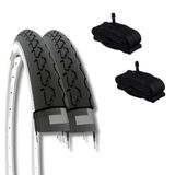 2 EBI 2 banden 24 x 1 3/8 (37-540) + Amerika fietsband voor stadsfiets kinderen/jongens, wit, zwart, rubber, voor dames, EBI24BXE