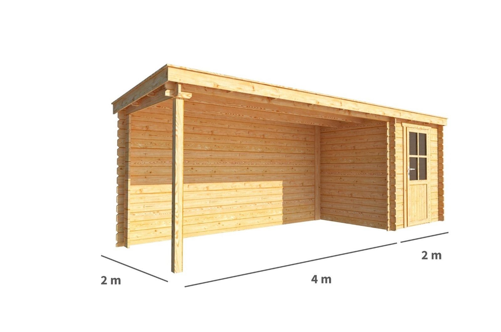 Warentuin collection Blokhut, tuinhuisje met overkapping Els-Fenna 600 cm bij 200 cm diep lessenaarsdak 8