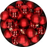 Othmara decorations Othmar Decorations Bv Kerstballen - glas - 36x stuks - rood - 4 cm - mat en glans