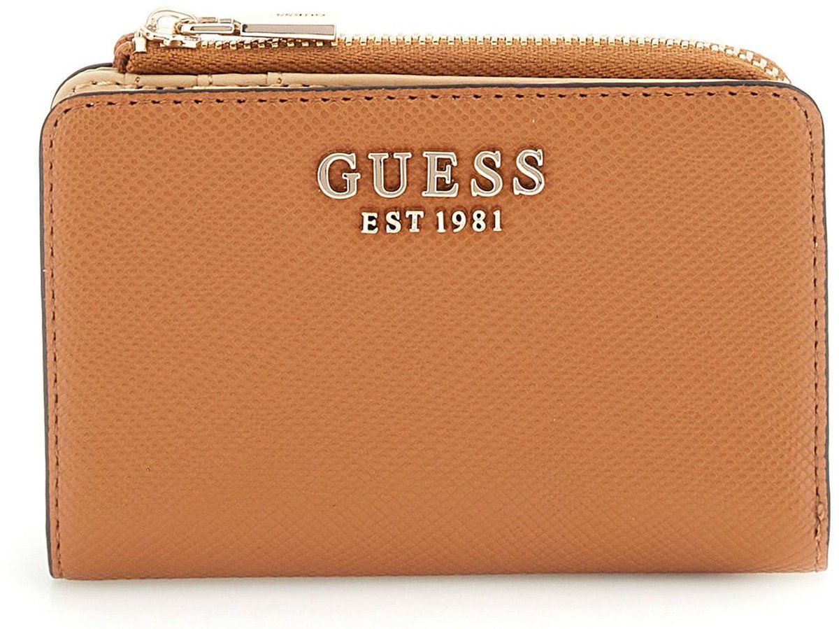 GUESS Portemonnee Laurel II SLG Zip Around Card Case Light Cognac Lichtbruin