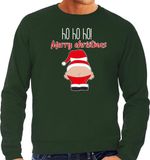 Bellatio Decorations Foute Kersttrui/Sweater Heren - Kerstman - Groen - Merry Christmas XXL