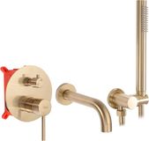REA Lungo Gold Brush + Box - Inbouw Badmengkraan - Geborsteld Goud