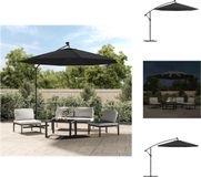 vidaXL Zweefparasol met LED en stalen paal 300 cm zwart