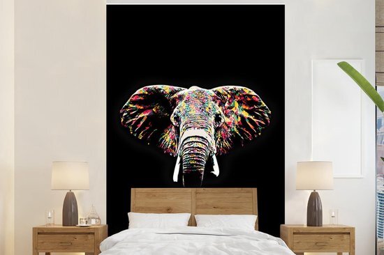 Nr1Wallpaper Behang - Fotobehang Olifant - Verf - Kleuren - Breedte 155 cm x hoogte 240 cm