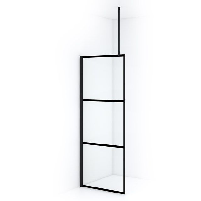 Maxaro Inloopdouche Diamond 80cm 8cm Helder Veiligheidsglas met Zwarte Strepen Mat Zwart