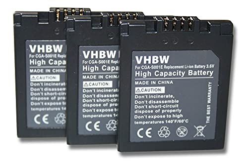 VHBW 3 x reservebatterijen voor Leica BP-DC2 voor camera Digicam DSLR (500mAh, 3,6V, Li-Ion)