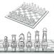 Jeu d'échecs en cristal, 35x35 cm, transparent et mat, jeu d'échecs de voyage