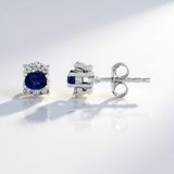 Cavill - 925 Sterling Zilver & Rhodium Oorbellen met Nepal Kyaniet 0,42 Ct & Rond Zirkonia 0,23 Ct