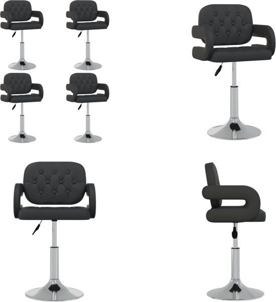 vidaXL Eetkamerstoelen draaibaar 4 stuks kunstleer zwart