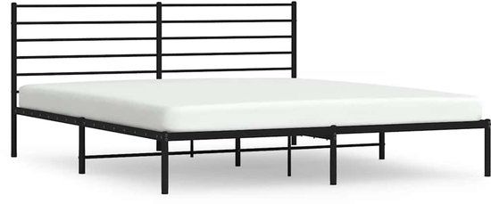 vidaXL Bedframe met hoofdbord metaal zwart 200x200 cm