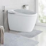 ASelected Badkamertapijten, 3-delig, 50 x 80 cm, zachte hoogpolig, badtapijt, antislip, shaggy badmat met deksel voor toiletdeksel, badmat, donkergrijs