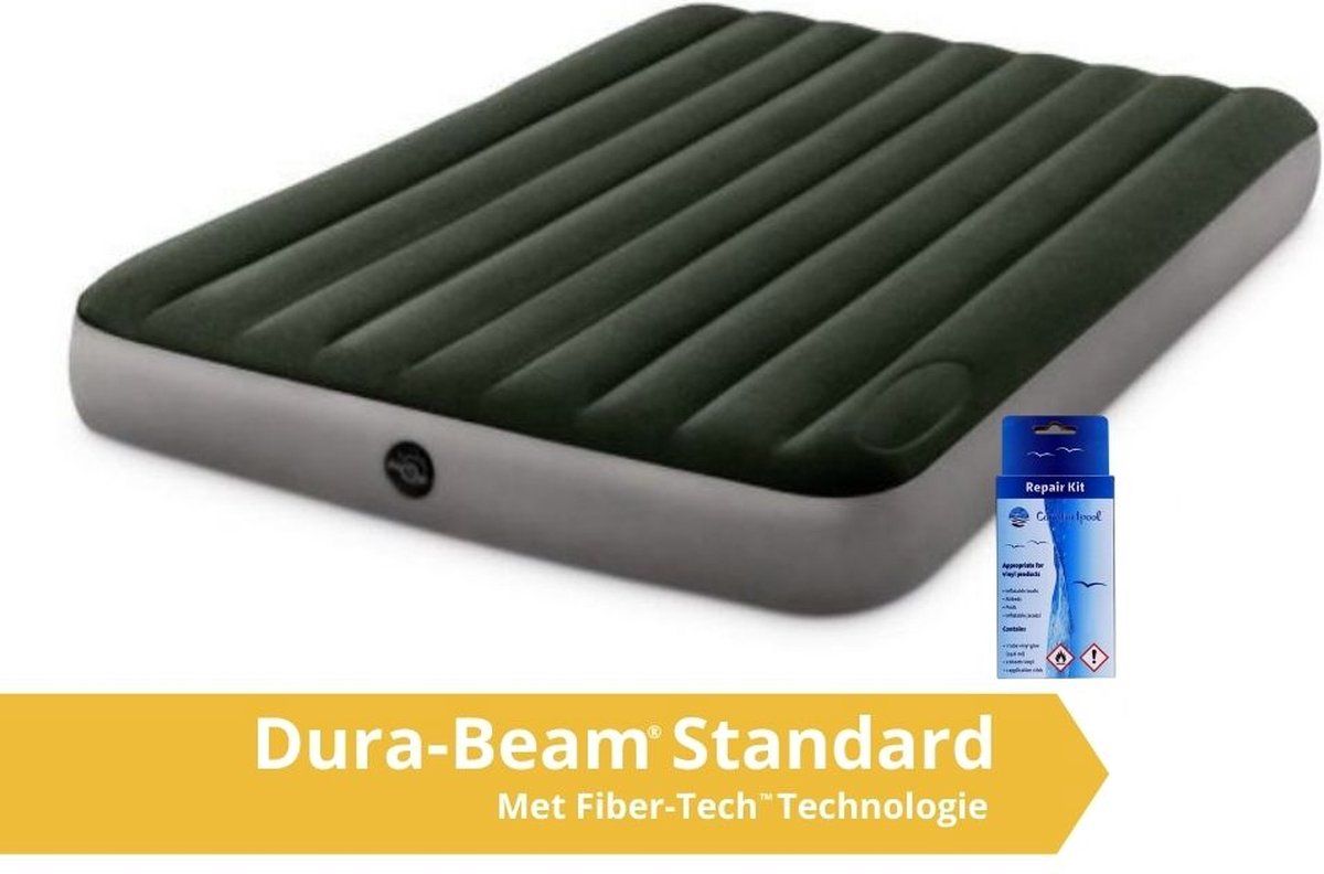 Intex Downy Luchtbed 2 Persoons - Groen - 203x152x25 cm - Inclusief Pomp & Repairset