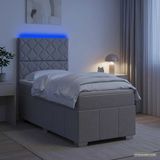 vidaXL LED Boxspringbed met Matras Lichtgrijs 100 x 200 cm Stof