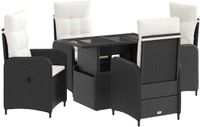 vidaXL Eettafel Set 5-delig Zwart en Crèmewit Polyrotan
