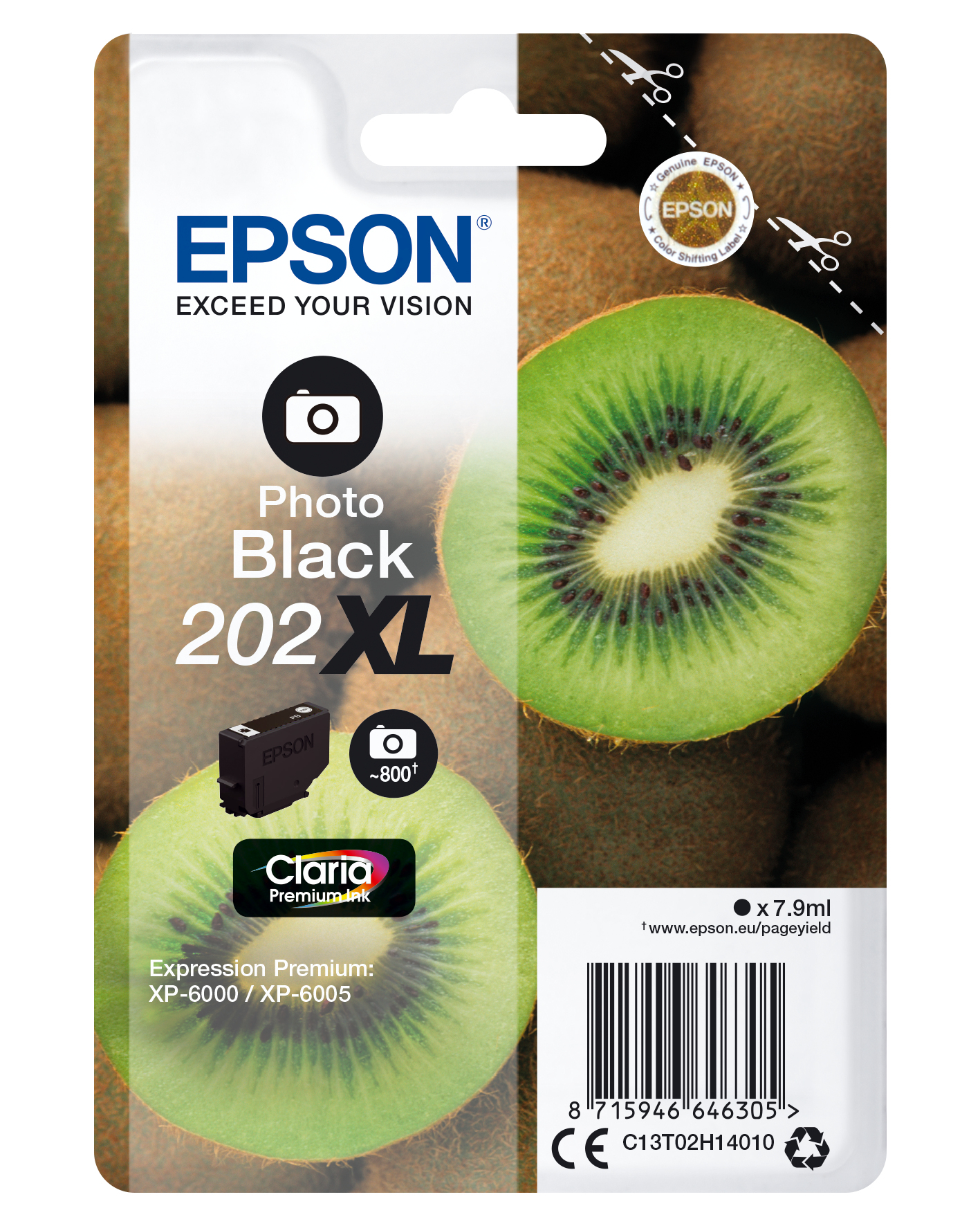 Epson Kiwi  Singlepack Photo Black 202XL Claria Premium Ink