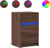 vidaXL Nachtkastje met LED-verlichting bewerkt hout bruin eikenkleur