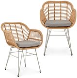IDIMEX Tuinstoelen PARAMO, set van 2, van polyrotan – naturel/grijs met metalen frame in grijs