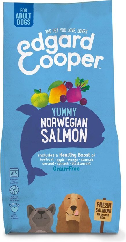 Edgard & Cooper Yummy Norwegian Salmon Adult Zalm Rode Biet Appel Hondenvoer 12 kg
