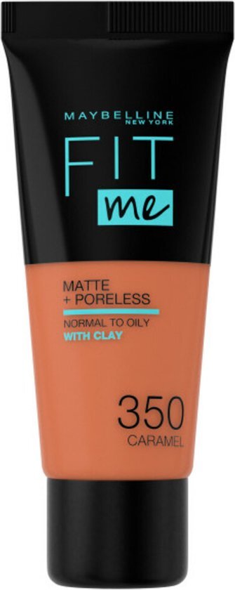 Maybelline Fit Me Matte + Poreless Foundation - 350 Caramel - Medium Dekkende Foundation met Matte Finish voor de Normale tot Vette Huid - 30 ml