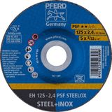PFERD TOOLS doorslijpschijf, 10 stuks, 125 x 2,4 x 22,23 mm, gebogen, PSF Steelox - voor staal en roestvrij staal (INOX)