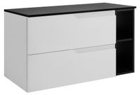 3xE living Meuble bas de salle de bain, blanc/noir, 100 (80 + 20) x 46 x 58 cm