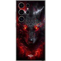 Maniacase Beschermhoes Samsung Galaxy S25 Ultra Loup noir feu rouge