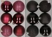 Merkloos / Sans marque 12x stuks kunststof kerstballen mix van aubergine en zwart 8 cm - Kerstversiering
