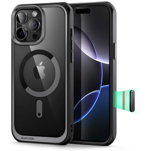 SUPCASE Hoesje iPhone 16 Pro [MagSafe-Compatibel] [Militaire Robuuste Bescherming] (UB Mag) Ultradun Transparante Magnetische Bescherming voor iPhone 16 Pro, Zwart
