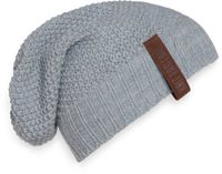Knit Factory Coco Gebreide Muts Heren & Dames - Sloppy Beanie hat - Licht Grijs - Warme lichtgrijze Wintermuts - Unisex - One Size