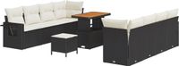 vidaXL Tuinbank Set 11-delig Zwart Poly-rattan
