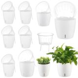 8 verpakkingen (5 stuks 5 inch) /(3 stuks 16,7 cm) zelfbewaterende potten voor kamerplanten met indicator, orchideeënpot met transparante lont pot voor orchideeën, Afrikaanse violette pot voor