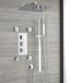 Kubix Ensemble de douche - 3 voies thermostatique avec inverseur, pomme de douche et douchette à main avec barre de glissière et douches latérales Chrome