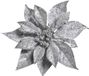 Cosy & Trendy Kerstboomversiering - bloem - op clip - zilveren kerstster - 18 cm