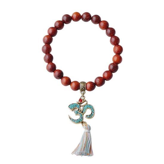 Marama Ohm Armband Rood - Houten Kralen - Ohm Teken - Unisex