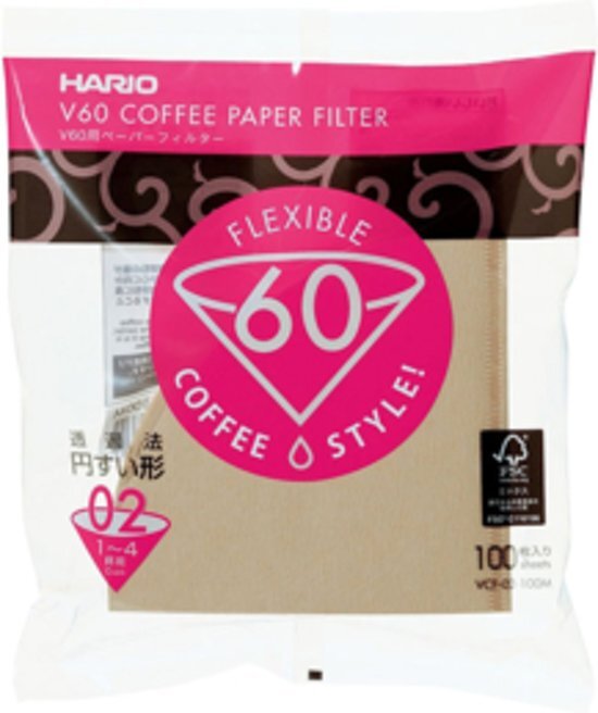 Hario V60 Coffee Paper Filter naturel VCF-02-100M