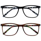 Opulize Arc 2 Stuks Groot Leesbril Zwart Bruin Patroon Mannen Vrouwen RR66-12 +1,00