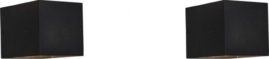 QAZQA Transfer - Modern Indoor Wall Lamp - 2-Pack - Black - Dimmable