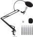 Amazon Basics Verstelbare Microfoonarm, 35,6cm, Geschikt voor Standaardmicrofoons, Instelbare Spanning, met Popfilter en Windscherm, Bureauklembevestiging, Zwart