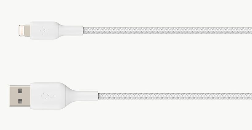 Belkin Braided Lightning naar USB Kabel - 2m - Wit