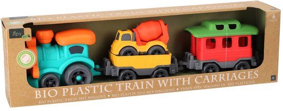 KiddyGo Bio trein speelgoed met wagons en vliegtuig van bioplastic