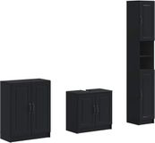 vidaXL - 3-delig - badkamerkast - set - UTRECHT - Zwart - Bewerkt - hout