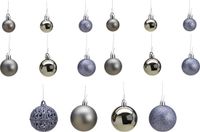G. Wurm Kerstballen - set 50x st - grijs - mix 3, 4 en 6 cm - kunststof