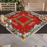 PETTI Artigiani Italiani - Kersttafelloper, tafelloper voor Kerstmis, tafelloper 90 x 90 cm, tafelkleed Santa dorp, 100% Made in Italy