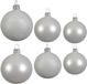 Decoris Kaemingk B.V. Compleet glazen kerstballen pakket winter wit glans/mat 16x stuks - 6x 6 cm - 6x 8 cm - 4x 10 cm
