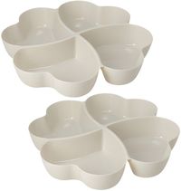 Excellent Houseware Plateau de collations / plateau de service - 2x - blanc - plastique - D32 cm