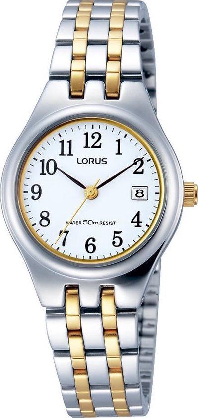 Lorus RH787AX9 dames horloge - zilver en goud - edelstaal - analoog - staal - wit - datum