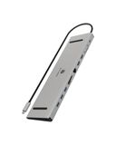 ICY BOX USB-C dockingstation met 3-voudige video-uitgang, Power Delivery tot 100 W, 2 x HDMI, VGA, 3X USB 3.0, SD/microSD-kaartlezer, Gigabit LAN, aluminium behuizing