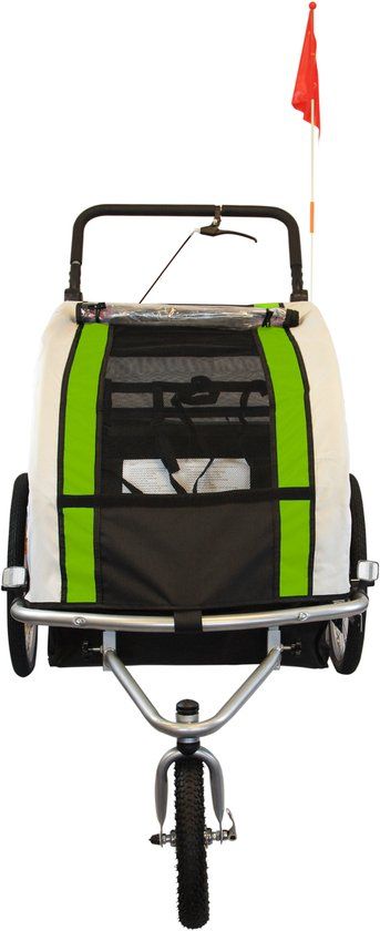 Fietskar - 2 kinderen - met schokbreker - lime